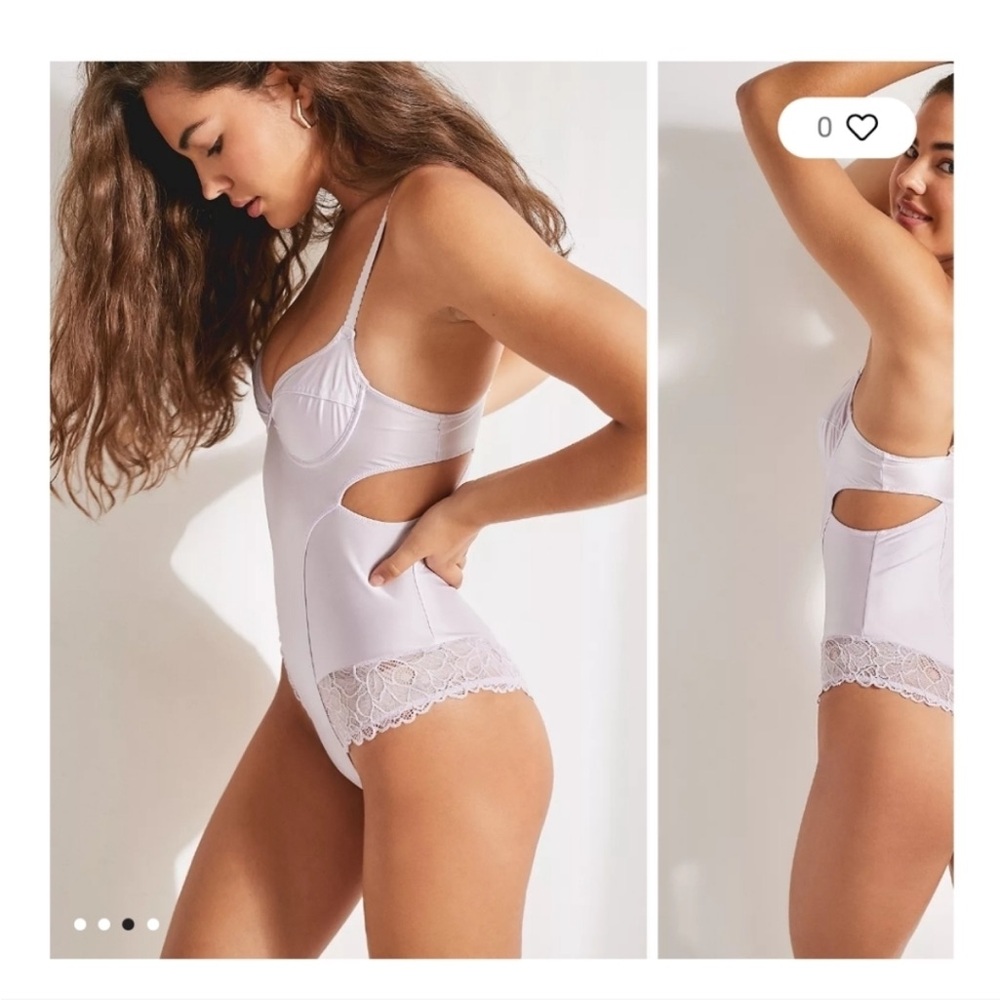 Lavender lace bustier bodysuit